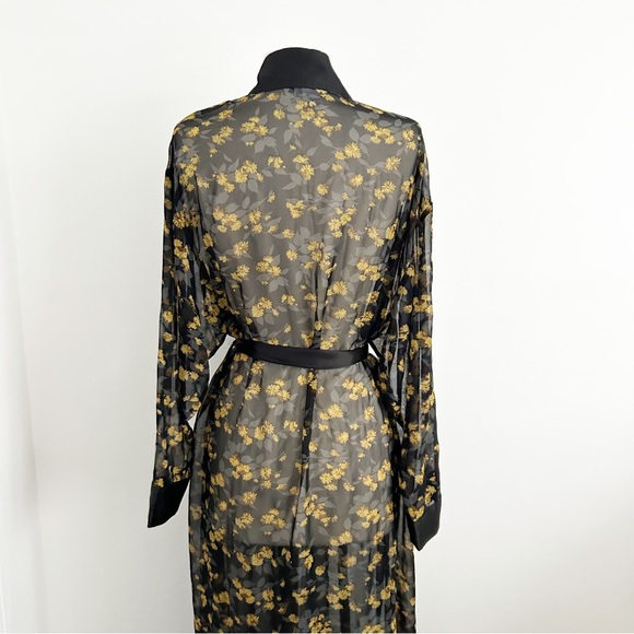 Vintage Fantasies by Morgan Taylor Floral Sheer Negligee Long Robe Size Medium - Picture 7 of 8
